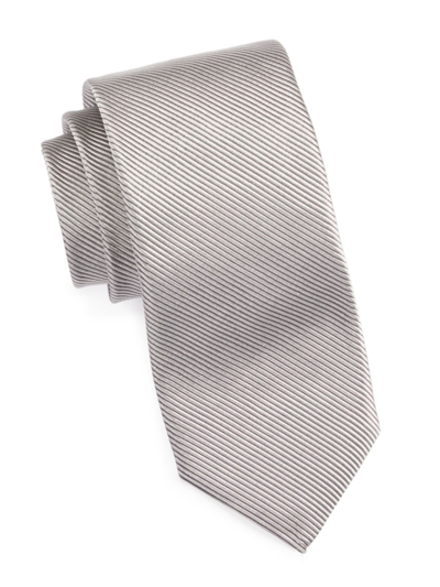 Paul Stuart Ribbed Silk Tie In Grey