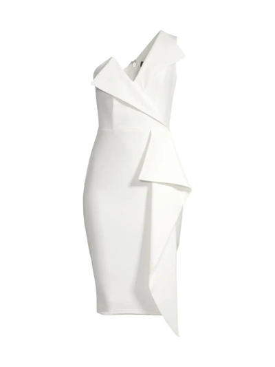Lavish Alice White One-shoulder Ruffled Midi Dress