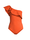 Chiara Boni La Petite Robe Eli Ruffle One-piece Swimsuit In Tangerine