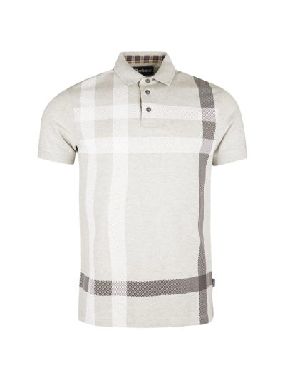 Barbour Blaine Polo Shirt Checked Pattern Short Sleeves In Gray