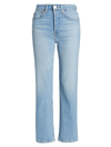 RE/DONE WOMEN'S 70S STOVE PIPE HIGH-RISE STRETCH STRAIGHT CROP JEANS