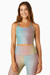 Beyond Yoga Softmark Slim Racerback Cropped Tank In Silver