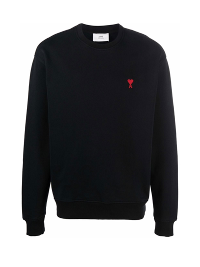 Ami Alexandre Mattiussi Sweater With Iconic Logo In Nero