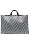 Thom Browne Monogram Coated Tote Bag In Grey