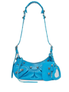 Balenciaga Cagole Xs Studded Crinkled-leather Shoulder Bag In Blau