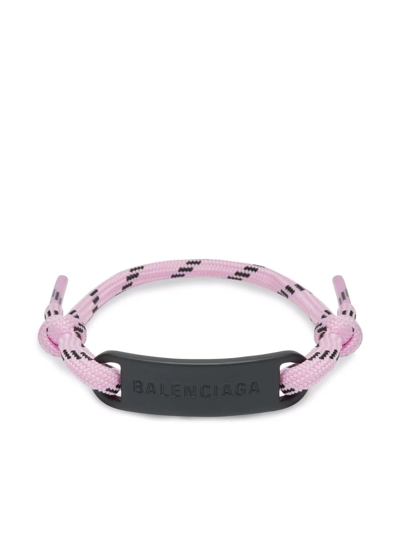 Balenciaga Nameplate Bracelet, Pink/black
