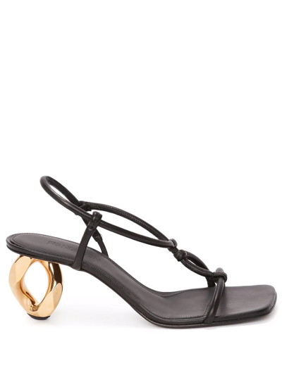 Jw Anderson Chain Link High Heel Leather Sandals In Black