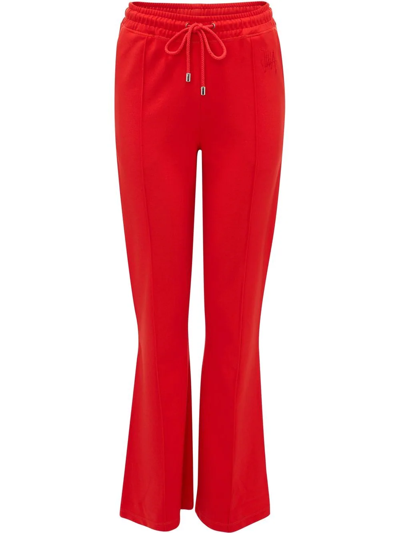 Jw Anderson Logo-embroidered Flared Track Trousers In Red