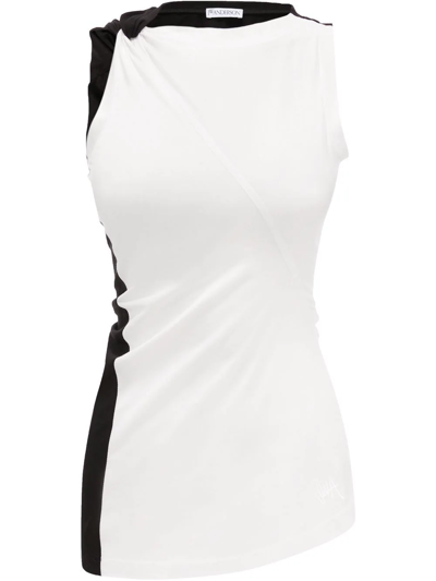 Jw Anderson Twisted-seam Cotton-blend Jersey Tank Top In White
