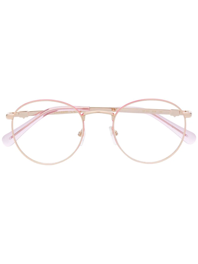 Chiara Ferragni Glittered Round-frame Glasses In Gold