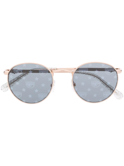 Chiara Ferragni Cf 1002/s Round Frame Sunglasses In Gold