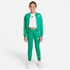 Nike Girls' Sportswear Taped Track Suit In Roma Green/white