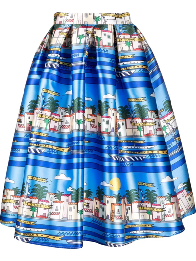 Alessandro Enriquez Landscape-print Flared Full Skirt In Pa Landscape