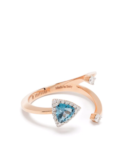 Anapsara 18kt Rose Gold Micro Topaz And Diamond Ring In Rosa