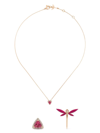 Anapsara 18kt Rose Gold Dragonfly Earrings And Necklace Set In Rosa