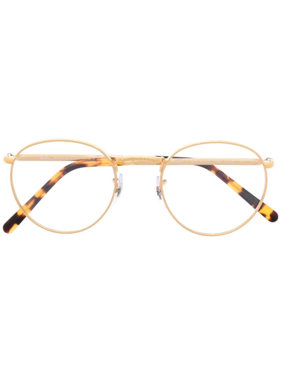 Ray Ban Round-frame Optical Glasses In Gold