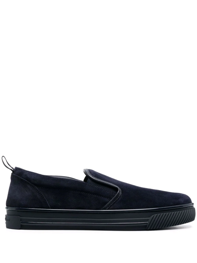 Gianvito Rossi Leather-trim Slip-on Loafers In Black