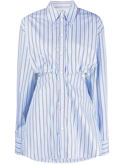 Victoria Beckham Cutout Gathered Striped Cotton-poplin Shirt