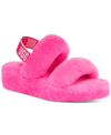 Ugg Oh Yeah Zwart Sheepskin Sandals In Taffy Pink