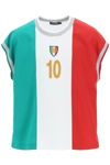 Dolce & Gabbana Logo-print Short-sleeved T-shirt In Green,white,red