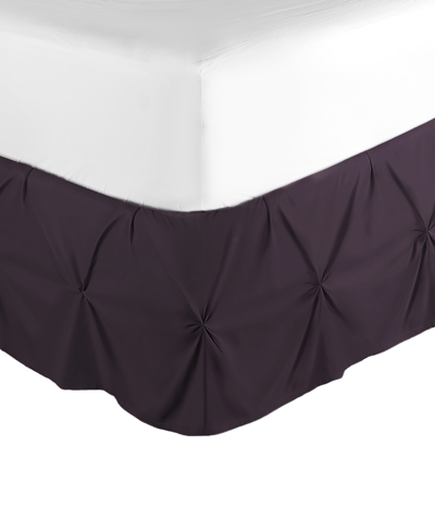 Nestl Bedding Bedding 14" Tailored Pinch Pleated Bedskirt, California King In Eggplant Purple