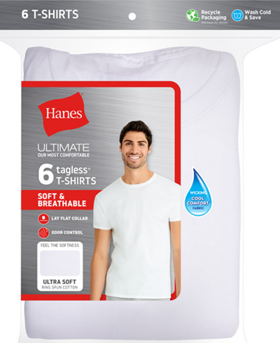 Hanes Men's 6-pack Ultimate Crewneck Undershirts In White