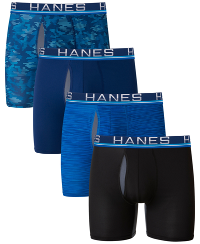 Hanes Men's Ultimate 4pk. Sport Boxer Briefs In Blue