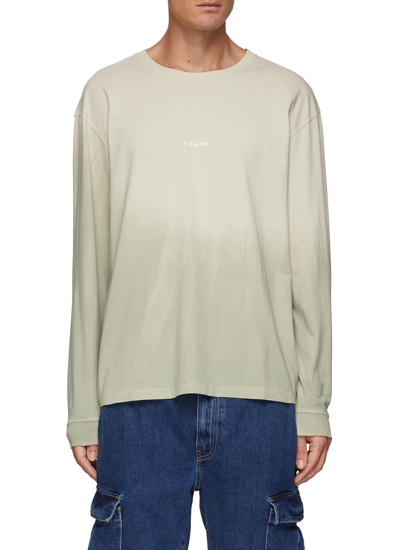 Frame Gradient Tie-dyed Logo Print Long-sleeved T-shirt In Grey