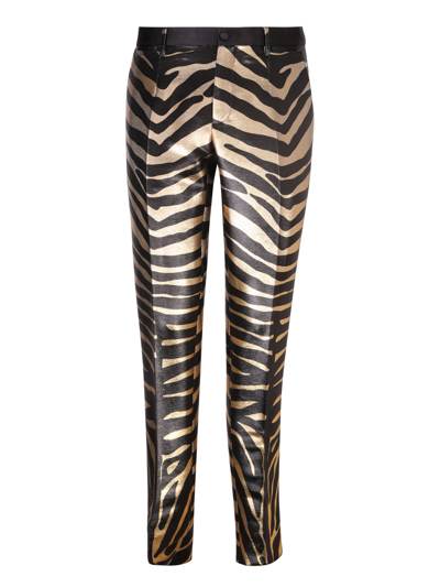 Dolce & Gabbana Zebra-print Satin Lamé Pants In Multi