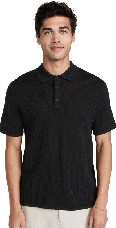 RAG & BONE HARVEY KNIT POLO BLACK