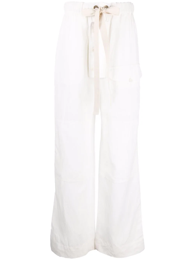 Stella Mccartney Flap Pockets Straight-leg Trousers In White