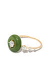 Fernando Jorge 18kt Yellow Gold Surround Jade And Diamond Ring In Gold