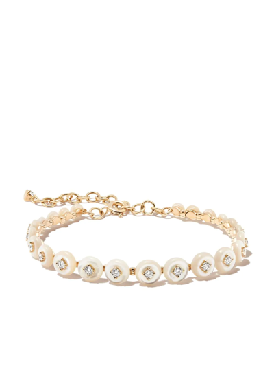 Fernando Jorge 18kt Yellow Gold Surrounding Mother-of-pearl And Diamond Bracelet In Yg