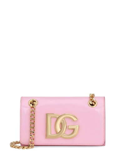 Dolce & Gabbana Leather Crossbody Phone Case In Pink