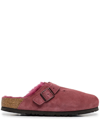 Birkenstock Boston Shearling-lined Suede Clogs In Red