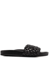 Loeffler Randall Women's Sonnie Woven Slide Sandals In Black