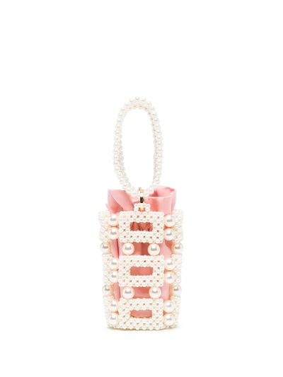 0711 Tamar Pearl-detail Bucket Bag In Pink