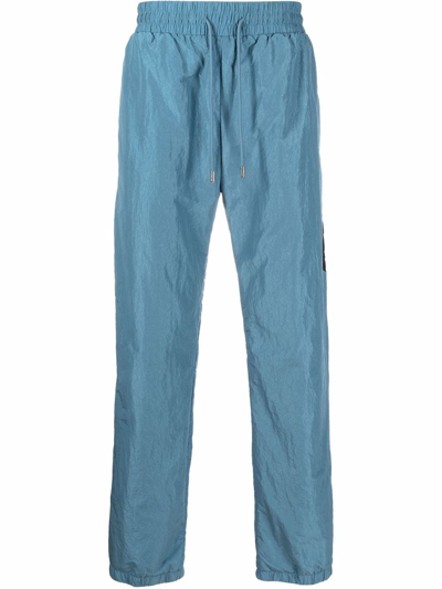 Just Don Embroidered-logo Track Pants In Sky Blue