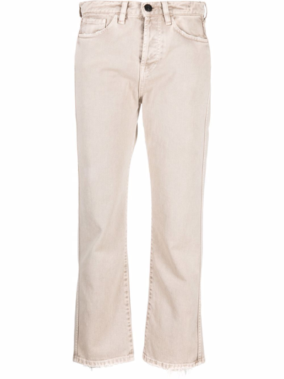 3x1 High Rise Straight Leg Cropped Jeans In Nude