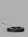 GOTI BLACK LEATHER BELT WITH SILVER LONG OVAL BUCKLE