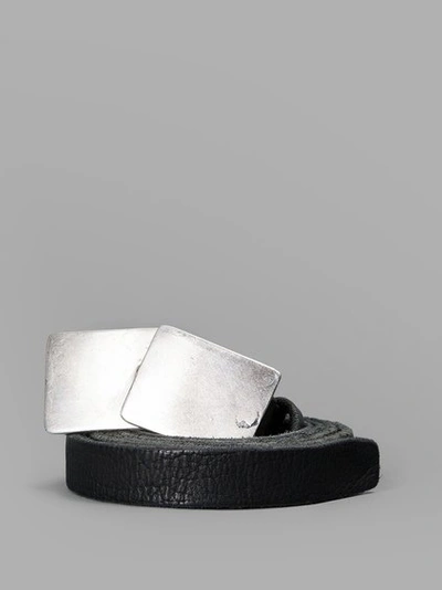 Goti Black Leather Belt With Silver Double-buckle In Thin Black Leather