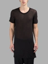 Rick Owens Crewneck Cotton Jersey Long T-shirt In Black
