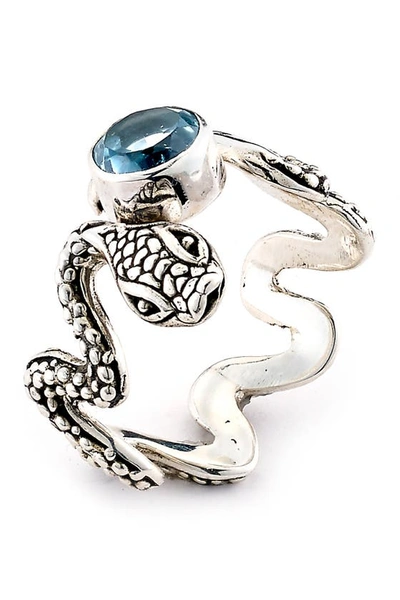 Samuel B. Sterling Silver Blue Topaz Snake Ring