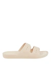 Freedom Moses Moses Two Band Slides In Beige