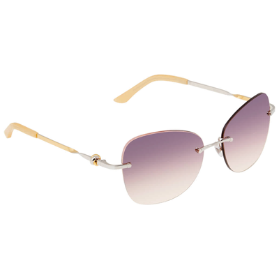 Cartier Pink Butterfly Ladies Sunglasses Ct0091s 003 56 In Gold Tone,pink