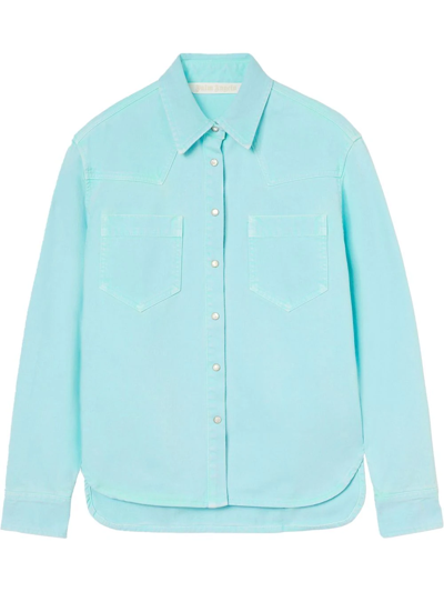 Palm Angels Button-front Shirt Jacket In Blue