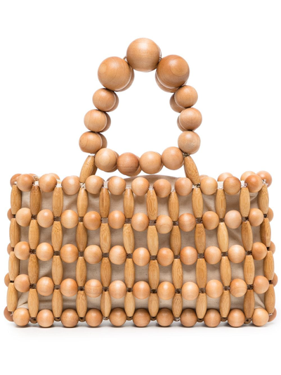 Cult Gaia Bead-detail Clutch Bag In Nude