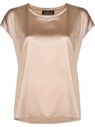 Gianluca Capannolo Satin-finish Short-sleeve T-shirt In Nude