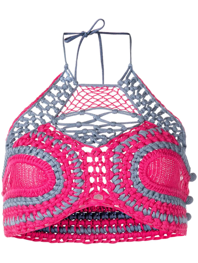 Etro Chunky Knitted Bralette Top In Pink