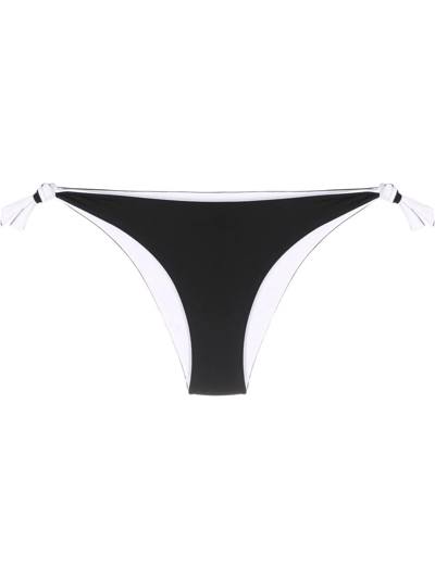 Fisico Logo-patch Knot-detail Bikini Bottoms In Schwarz